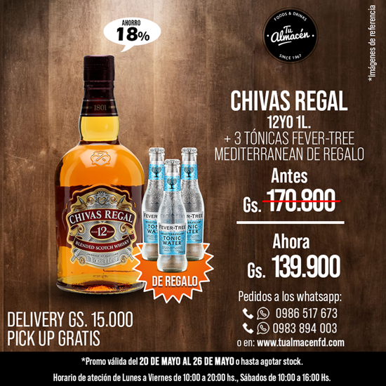 Imagen de PROMO CHIVAS REGAL 12YO + FEVER TREE DE REGALO